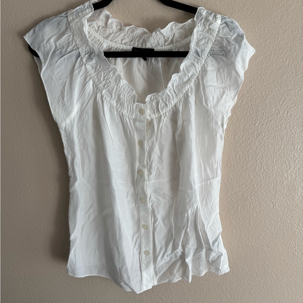 Vintage The Limited Size Small ruched peasant fitted white blouse - size small